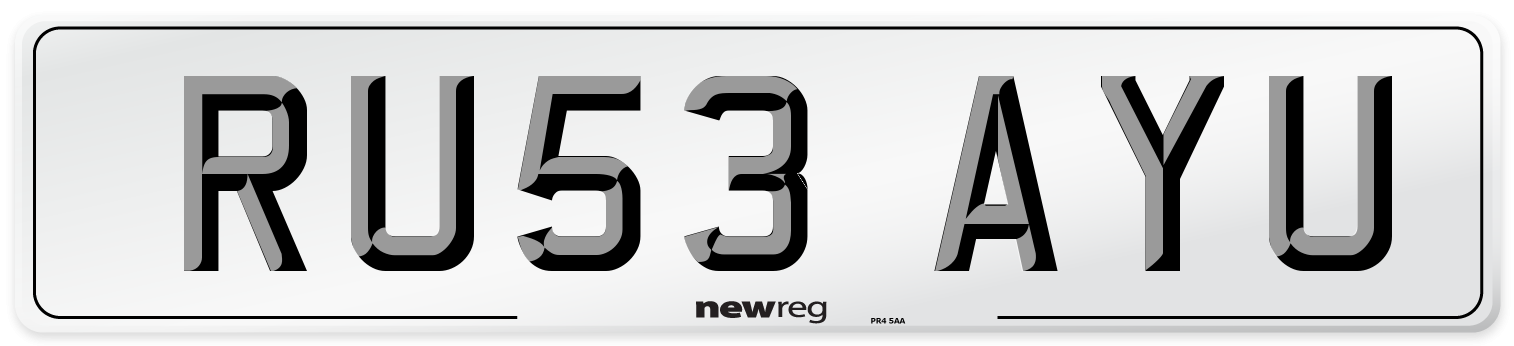 RU53 AYU Number Plate from New Reg